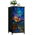 thumbnail image 1 of Dresser for Bedroom with 4 Storage Drawers Dreamlike Wine Landscape Glowing Barrel Fractured Glass Chest of Drawers Steel Framed Fabric Closet Organizers for Entryway Kitchen, 1 of 7