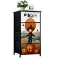 thumbnail image 1 of Dresser for Bedroom with 4 Storage Drawers Fall Decor Pumpkin Autumn Harvest Scarecrow Farmhouse Chest of Drawers Steel Framed Fabric Closet Organizers for Entryway, 1 of 7