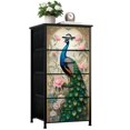 thumbnail image 1 of Dresser for Bedroom with 4 Storage Drawers Peacock Vibrant Tail Feathers Pink Floral Accents Dressers Chest of Drawers Steel Framed Fabric Closet Organizers for Entryway, 1 of 7