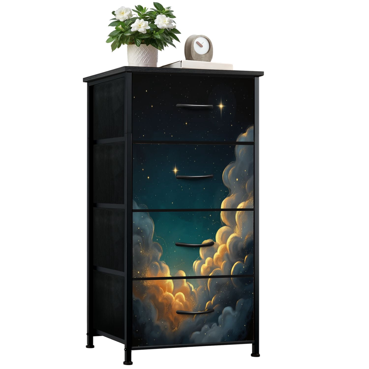 Dresser for Bedroom with 4 Storage Drawers Vintage Dark Celestial Night ...