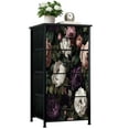 thumbnail image 1 of Dresser for Bedroom with 4 Storage Drawers Vintage Floral Rich Purple Pink White Roses Dark Dressers Chest of Drawers Steel Framed Fabric Closet Organizers for Entryway, 1 of 7