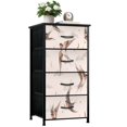 thumbnail image 1 of Dresser for Bedroom with 4 Storage Drawers Whimsical Swallow Birds Stars Clouds Crescent Moons Soft Pink Dressers Chest of Drawers Steel Framed Fabric Closet Organizers for Entryway, 1 of 7
