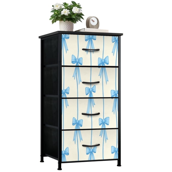 Dresser for Bedroom with 4 Storage Drawers coquette flowers Colorful seamless grandmillennial for greetings Dressers Chest of Drawers Steel Framed Fabric Closet Organizers for Entryway