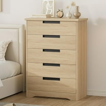 Dresser for Bedroom with 5 Drawers, Dressers with Wide Chest of Drawers, Mid Century Modern Wooden Closet Storage Organizer, Small Dressers for Nursery, Hallway, Living Room