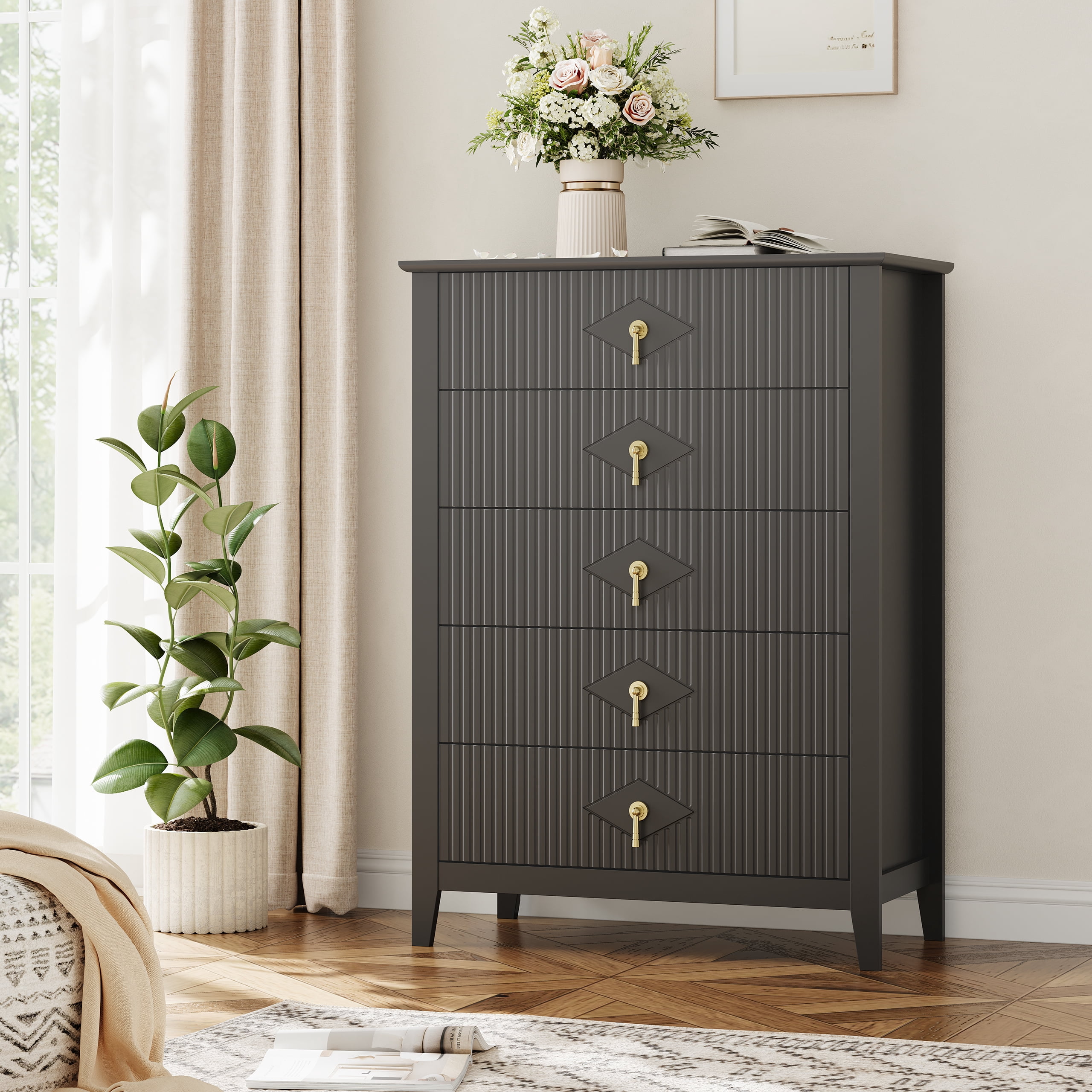 Dresser for Bedroom with 5 Drawers, five drawer storage organizer Vertical Drawer Dresser with Storage Freestanding Modern Chest of Drawers with Metal ... Dresser for Bedroom with 5 Drawers, five drawer storage organizer Vertical Drawer Dresser with Storage Freestanding Modern Chest of Drawers with Metal ...