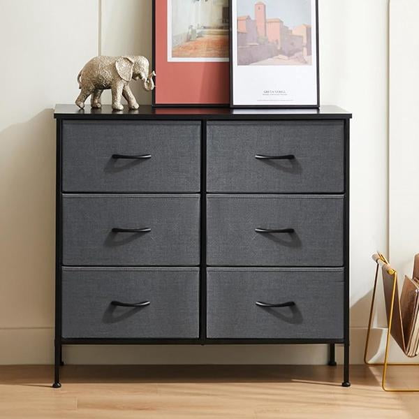 Sybels Storage Dresser with 6 Drawers, Anti-Tip Fabric Chests Organizer Tower Furniturefor Bedroom, Closet, Hallway, Entryway, Gray