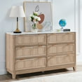 Dresser for Bedroom 6 Drawers,Fluted Dressers with Faux Marble Top