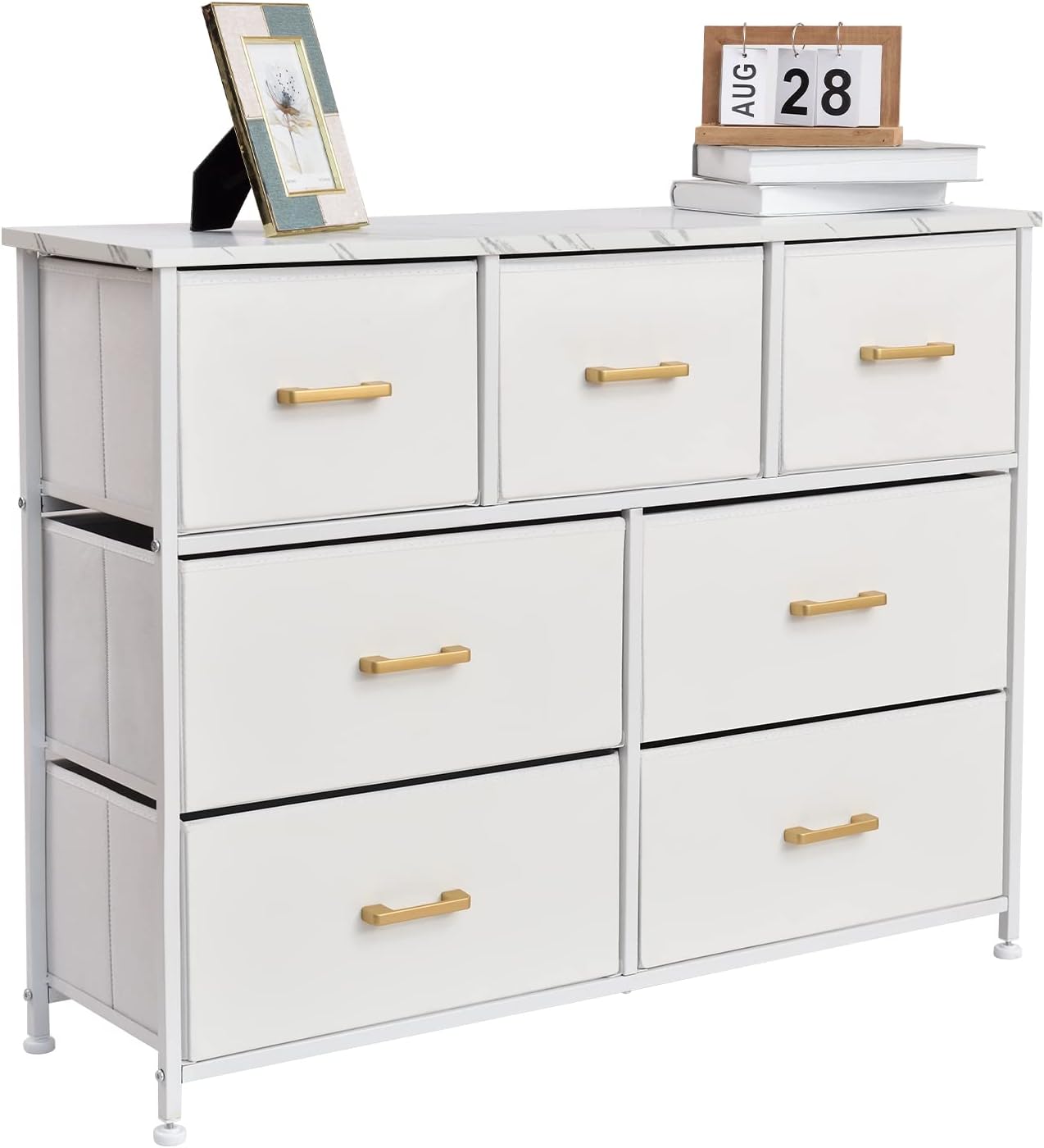 Dresser for Bedroom with 7 Drawers. Storage Drawer Organizer with