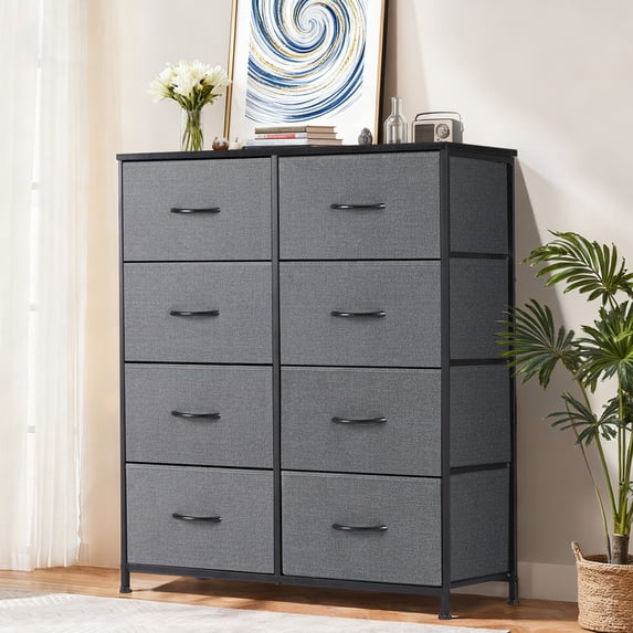 Sybels Storage Dresser with 8 Drawers, Anti-Tip Fabric Chests Organizer ...