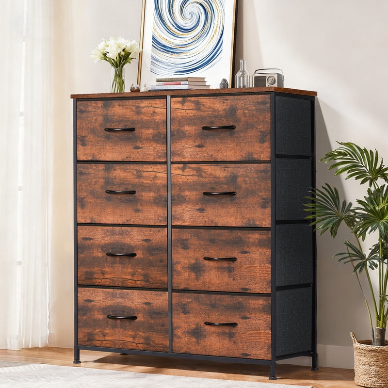 Sybels Storage Dresser with 8 Drawers, Anti-Tip Fabric Chests Organizer Tower Furniturefor Bedroom, Closet, Hallway, Entryway, Brown