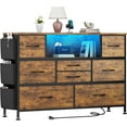 thumbnail image 1 of Dresser for Bedroom with 8 Drawers, Dresser TV Stand with LED Lights, Fabric Chest of Drawers with Side Pocket for Living Room, Entryway, Bedroom Furniture (Rustic Brown), 1 of 14