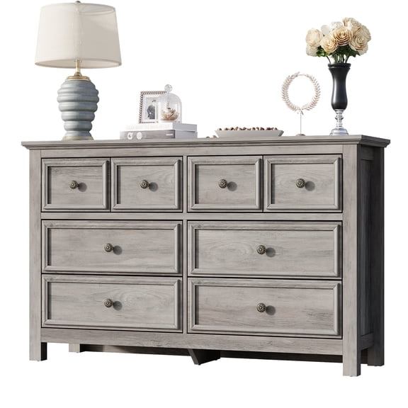 Dresser for Bedroom, 8 Storage Drawers, Closet Chests Organizer Tower Furniture with Wide Chest Of Drawers With Metal Handles, Kids Room, Living Room, Hallway, Entryway