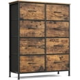 thumbnail image 1 of Dresser for Bedroom, Chest of Drawers, Steel, MDF, 8 Non-Woven Fabric Drawers, Storage Organizer Unit, Closet, Entryway, Rustic Brown and Ink Black LGS124B02S, 1 of 5