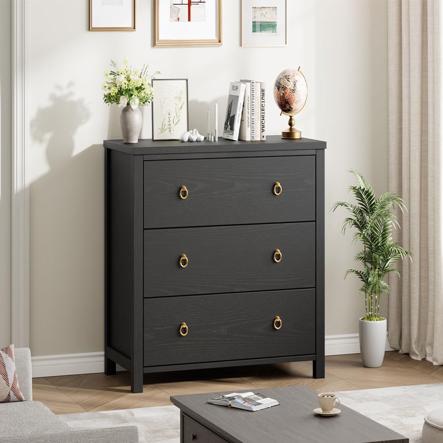 Dresser for Bedroom Chest of Dressers 29" Tall Dresser for Closet with 3 Drawers Night Stand Large Clothes Storage Cabinet for Bedroom, Nursery, Living Room, Closet, Hallway