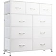 thumbnail image 1 of Dresser for Bedroom, Chests of Drawers, Storage Organizer with 9 Drawers, Sturdy Metal Frame, Wood Tabletop for Guest Room, Closet, Entryway, Nursery, White, 1 of 8