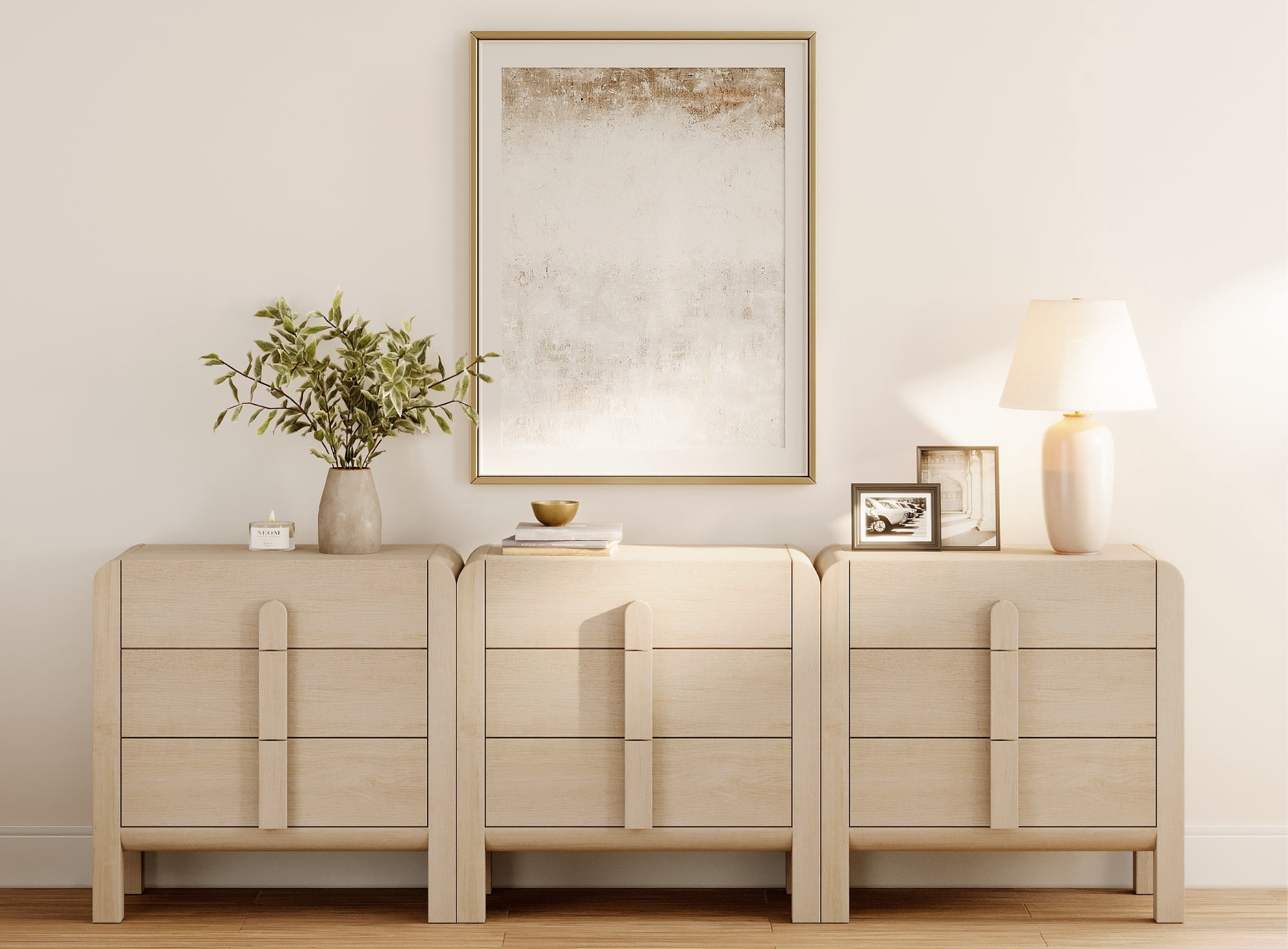 Dresser for Bedroom, Mid Century Chest of Drawers with Storage, 9 Drawer Dresser with Curved Profile Design, Wooden Modern Dresser for Living Room, Bedroom, Entryway