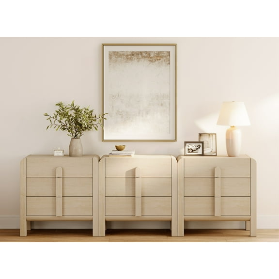 Dresser for Bedroom, Mid Century Chest of Drawers with Storage, 9 Drawer Dresser with Curved Profile Design, Wooden Modern Dresser for Living Room, Bedroom, Entryway