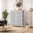 thumbnail image 1 of Dresser, Betcozy Storage Organizer with 8 Drawers for Bedroom, Chest of Drawers with Sturdy Metal Frame, Wood Tabletop for Closet, Nursery, Light Gray, 1 of 7