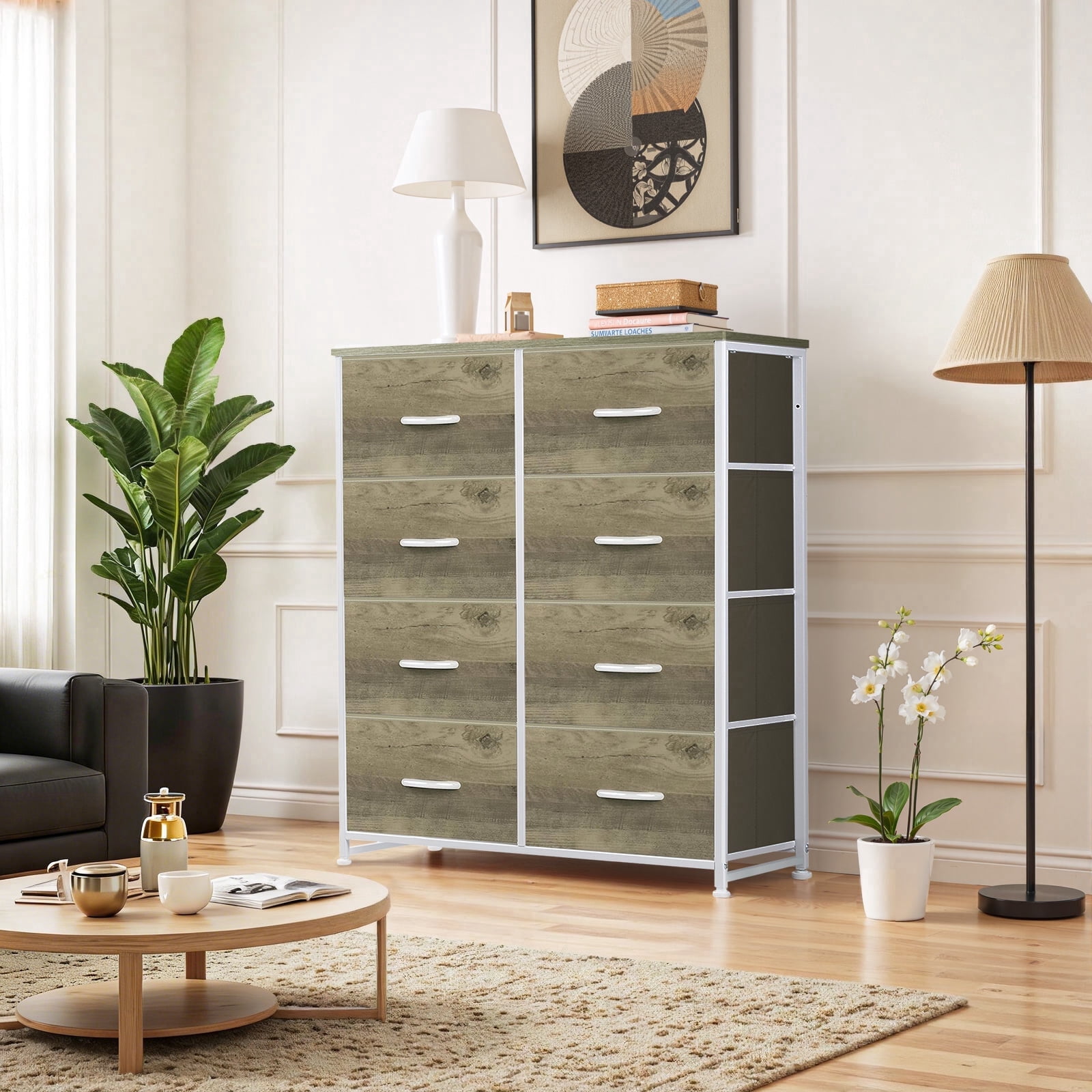 Dresser, Betcozy Storage Organizer with 8 Drawers for Bedroom, Chest of Drawers with Sturdy Metal Frame, Wood Tabletop for Closet, Nursery, Smoked ash