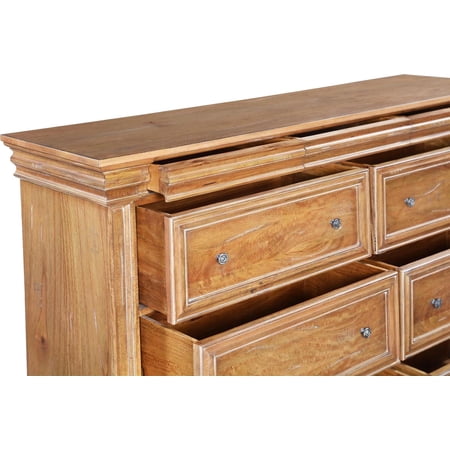 Dresser Cathedral Chest of Drawers Hand-Scraped Beachwood, Secret Drawers