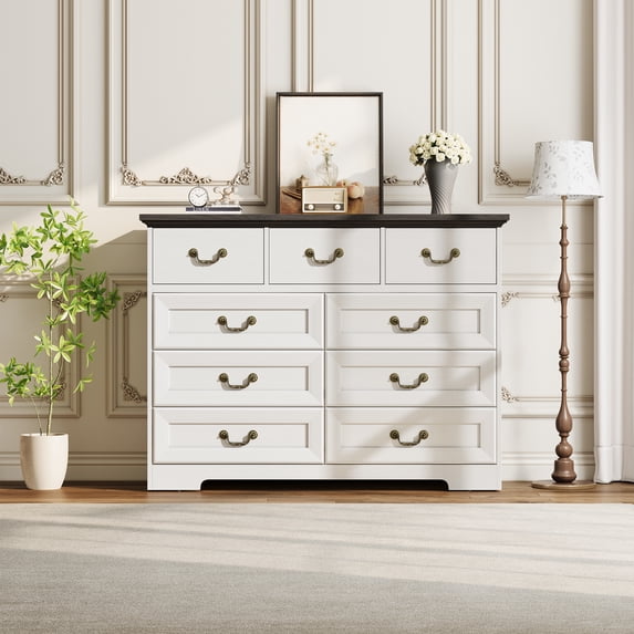 Dresser with Clean Lines for Bedroom, Modern Chest of Drawers, Wood Storage Organizer with Natural Texture and Handles, for Nursery, Entryway, Living Room