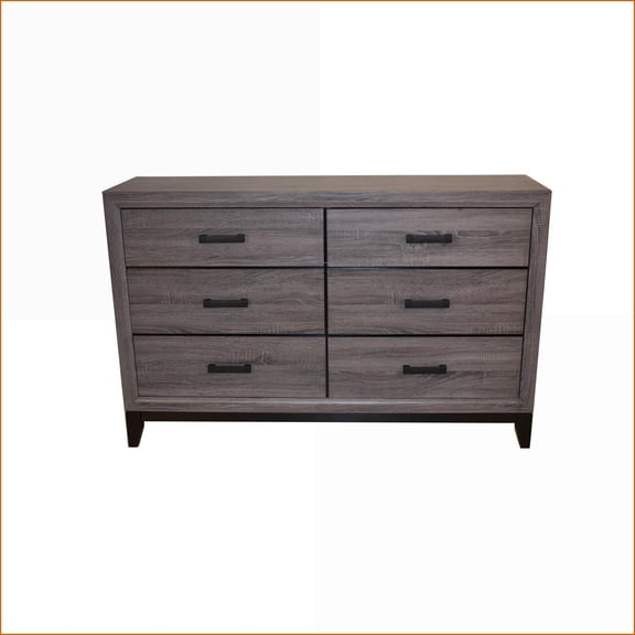 Dresser, Contemporary Rustic 6-Drawer Solid Wood Gray | Gray | Wood