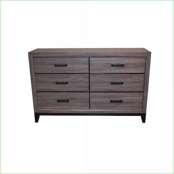 Dresser, Contemporary Rustic 6-Drawer Solid Wood Gray | Gray | Wood