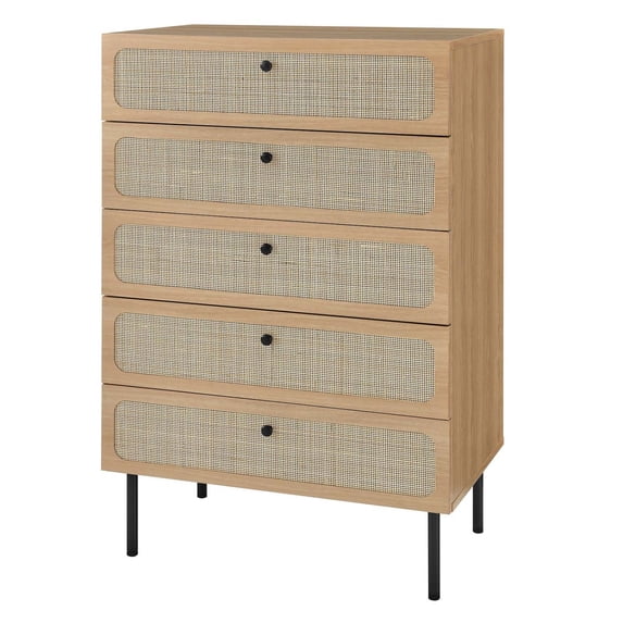 Dresser Drawer Chest, Brown Oak, Wood, Bedroom Living, Modern Contemporary HB35728