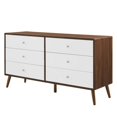 thumbnail image 1 of Dresser Drawer Chest, Walnut White, Wood, Mid Century Bedroom Living, Modern Contemporary HB35866, 1 of 8