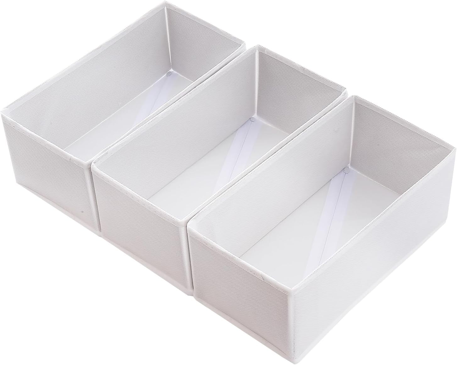 Dresser Drawer Organizer 3 Pack Raw White, Small Storage Bins for Socks Underwear, 4.8' Tall Fabric Divider for Closet & Drawer, Durable Breathable Multipurpose Drawer Organizer for Clothes