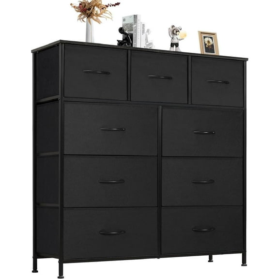 Dresser For Bedroom With 9 Fabric Drawers Wardrobe Steel Frame Assembly Closet For Clothes Storage Display Cabinet Of Furniture