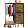 thumbnail image 1 of Dresser with Hanging Rack, 4 Drawers Small Closet for Bedroom, Reversible Fabric Kids Chest of Drawers with Clothes Rack, Tall Storage Tower, Sturdy Frame, Rustic Brown, 44''H, 1 of 7
