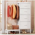 thumbnail image 1 of Dresser with Hanging Rack, 4 Drawers Small Closet for Bedroom, Reversible Fabric Kids Chest of Drawers with Clothes Rack, Tall Storage Tower, Sturdy Frame, White, 44''H, 1 of 9