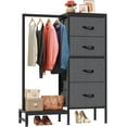 thumbnail image 1 of Dresser with Hanging Rack, 4 Drawers Small Closet for Bedroom, Reversible Fabric Kids Chest of Drawers with Clothes Rack, Tall Storage Tower, Sturdy Frame, White, 44''H, 1 of 9