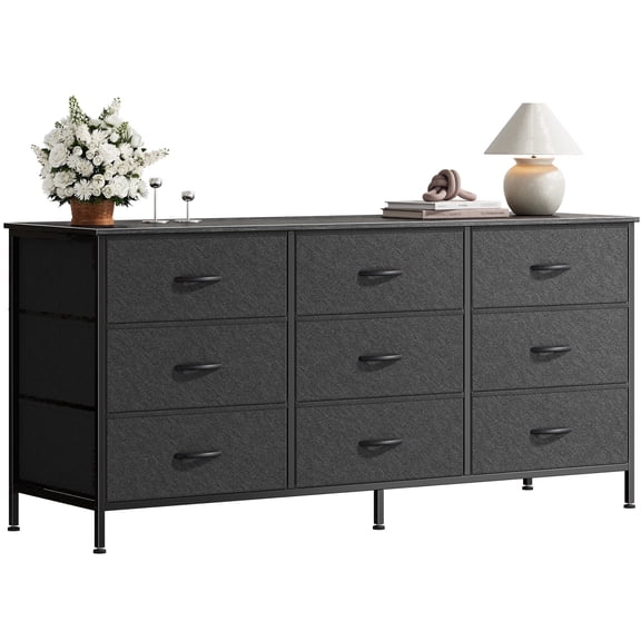 9 Drawer Bedroom Dresser with Storage, 47 Inch TV Stand for 50, 55 Inch TV, Fabric Chest for Closet