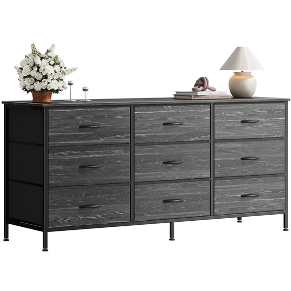 9 Drawer Bedroom Dresser with Storage, 47 Inch TV Stand for 50, 55 Inch TV, Fabric Chest for Closet