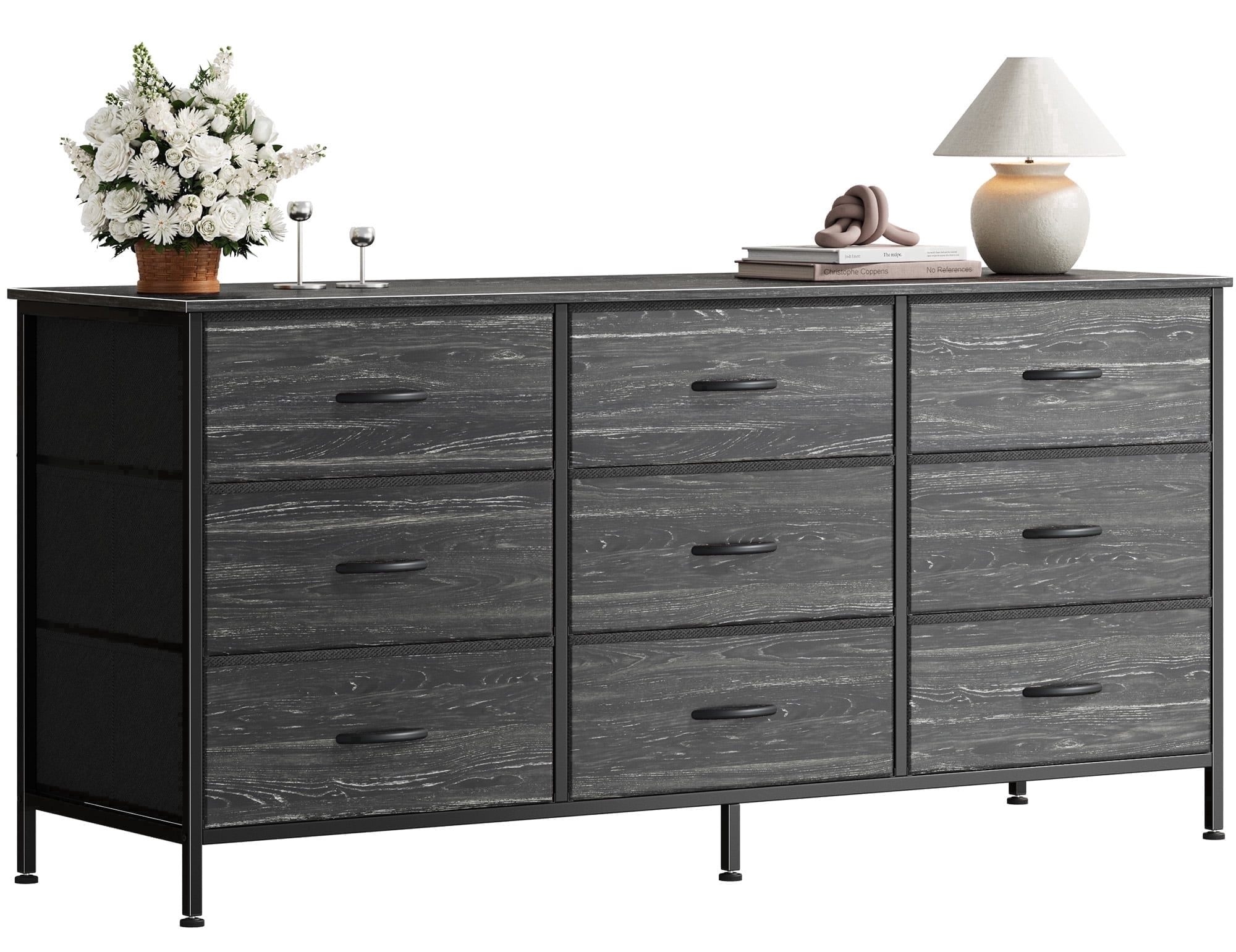 9 Drawer Bedroom Dresser with Storage, 47 Inch TV Stand for 50, 55 Inch TV, Fabric Chest for Closet
