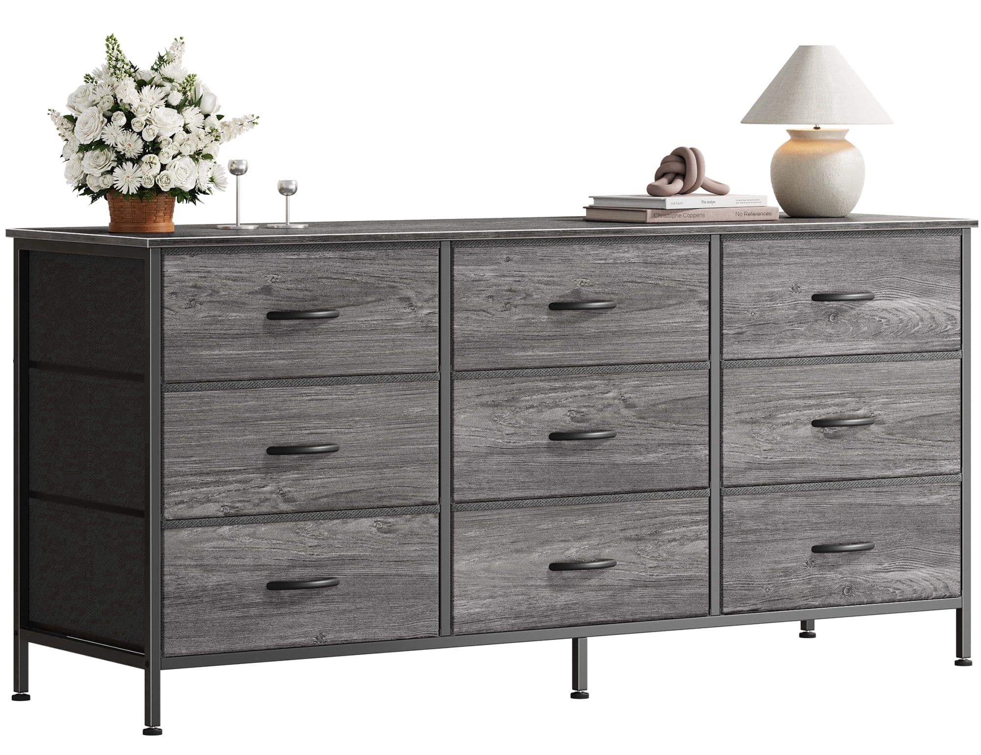 9 Drawer Bedroom Dresser with Storage, 47 Inch TV Stand for 50, 55 Inch TV, Fabric Chest for Closet