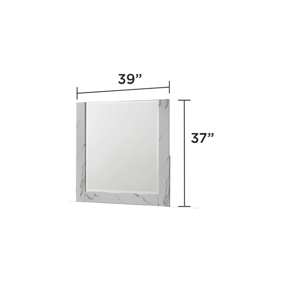 Dresser Mirror Mist Mirror Two-Tone High-Gloss Marble & Lacquer Frame with Oversized Reflective Surface(INCLUDES MIRROR ONLY),Full Length Vanity Mirror