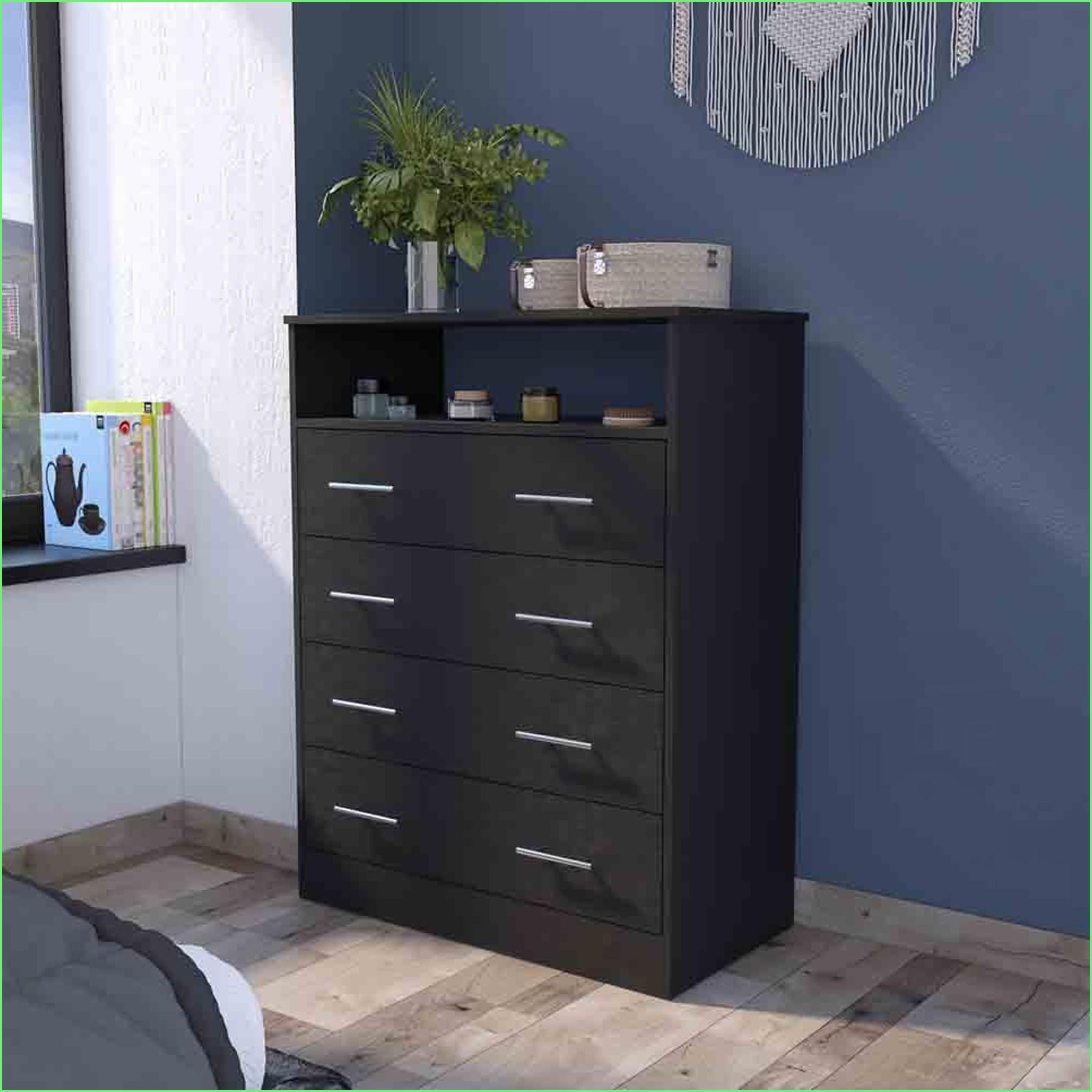 dresser-modern-4-drawer-with-open-shelf-black-particle-board