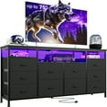 thumbnail image 1 of Dresser with Power Outlets and LED Lights, 10 Drawers Dresser with Open Shelves, Fabric Chest of Drawers, TV Stand Entertainment Center for up to 75 inch TV, 1 of 9