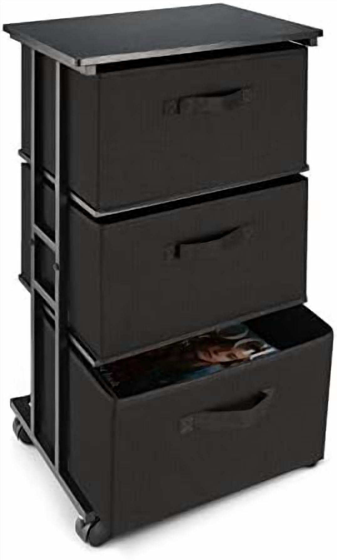 Dresser Storage with 3 Drawers, Fabric Dresser Tower, Vertical Storage ...