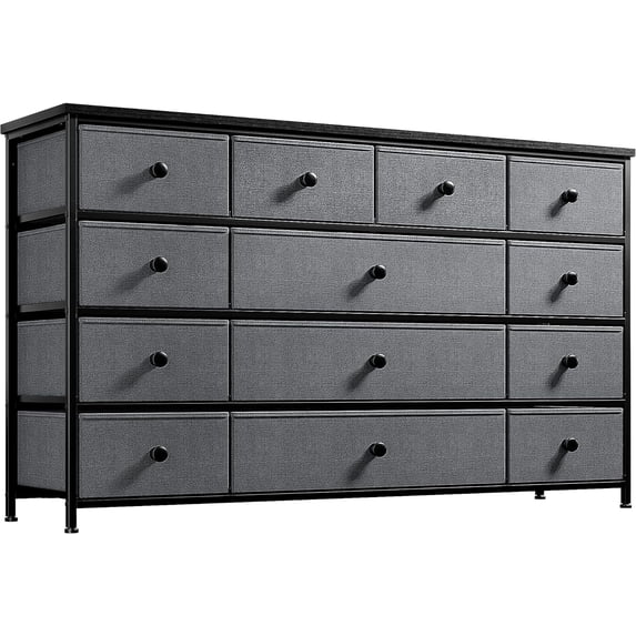 Dresser TV Stand for 55" TV with 13 Drawers, Wide Dresser for Bedroom, Large Dressers & Chest of Drawers for Bedroom Living Room Entryway, Sturdy Metal Frame, 39.4"Wx 31.5"H x 11.8"D,Dark Gray