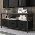 thumbnail image 1 of Wpond Adjustable Television Stand, Wood Fabric Black, 47.3” x 11.8” x 22.5”, 1 of 5