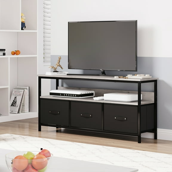 Dresser TV Stand, Entertainment Center with Storage, 55 Inch TV Stand for Bedroom Small TV Stand Dresser with Drawers and Shelves, TV & Media Console Table Furniture for Living Room, Black