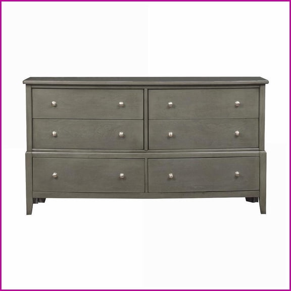 Dresser | Transitional Gray Birch Veneer | 6 Drawers, Ball Bearing Glides | No Assembly | Gray | Wood