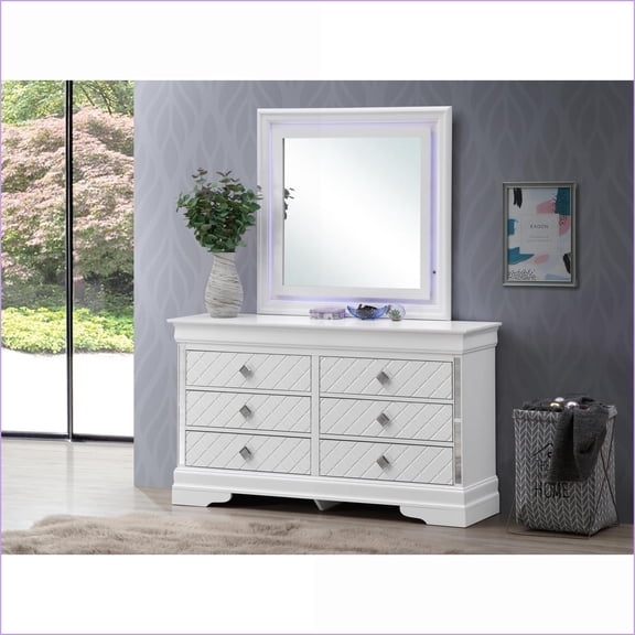 Dresser, Updated Traditional Silver Champagne Embossed X, Fully Assembled | Champagne | Particle Board