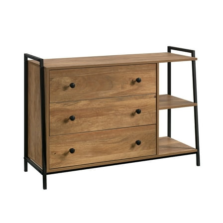 Dresser for Bedroom, 3 Drawer Dressers with Open Storage Shelves, Chest of Drawers, Storage Dresser for Living Room, Closet, Entryway, Brown