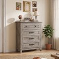 thumbnail image 1 of Dresser for Bedroom, 4-Drawer Chest of Drawers, Wooden Storage Dresser with Large Drawers for Living Room, Gray, 1 of 8