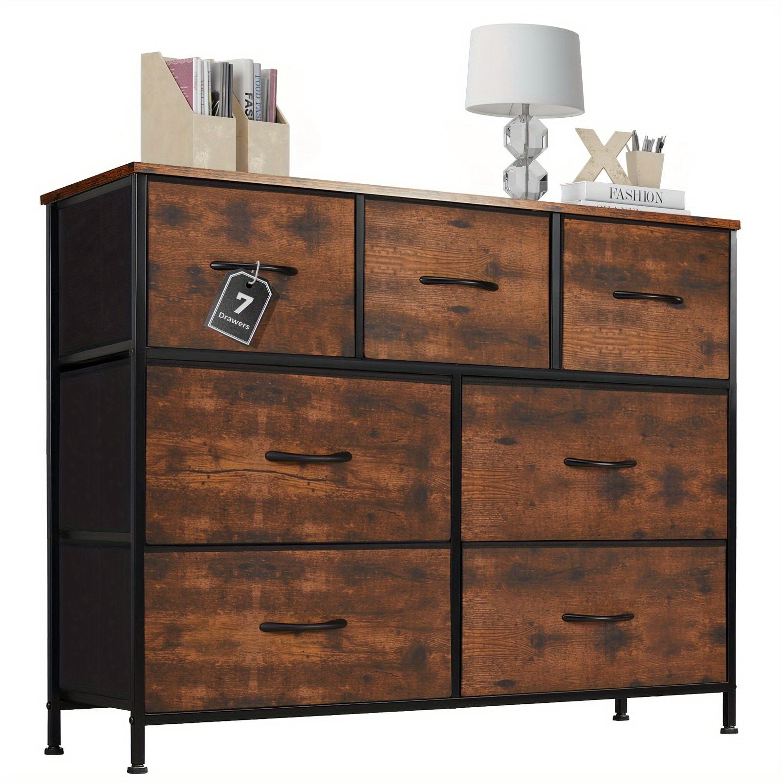 Dresser for Bedroom, 7 Storage Spaces, Assembled Wardrobe Lockers, Bedroom Furniture Lockers